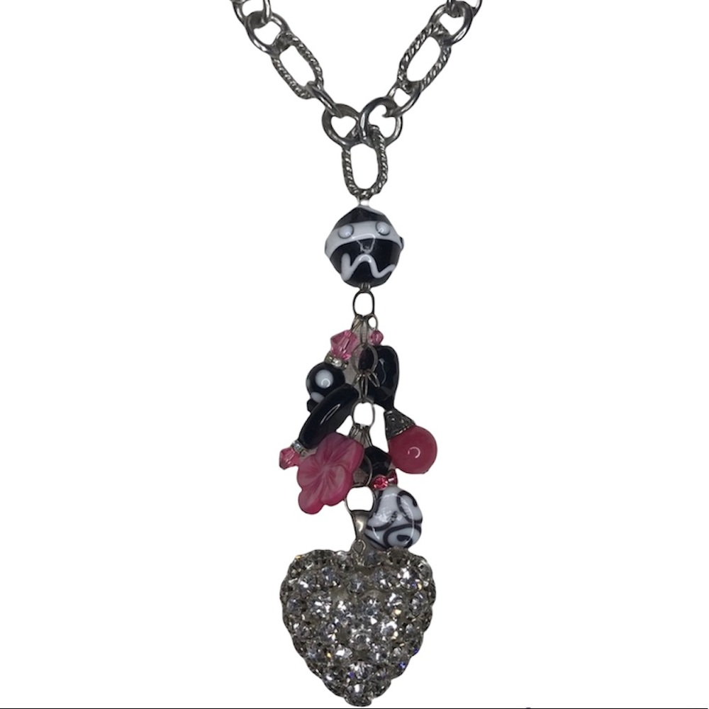 One of a kind Silver Chunky Heart Chain Necklace
